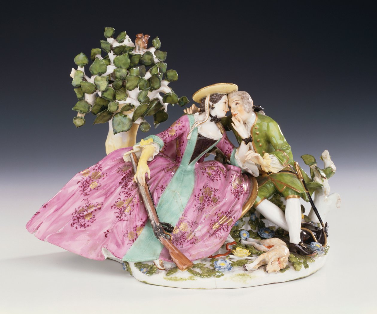Een Meissen crinoline groep van de rust tijdens de jacht, c.1745 door Johann Joachim Kaendler
