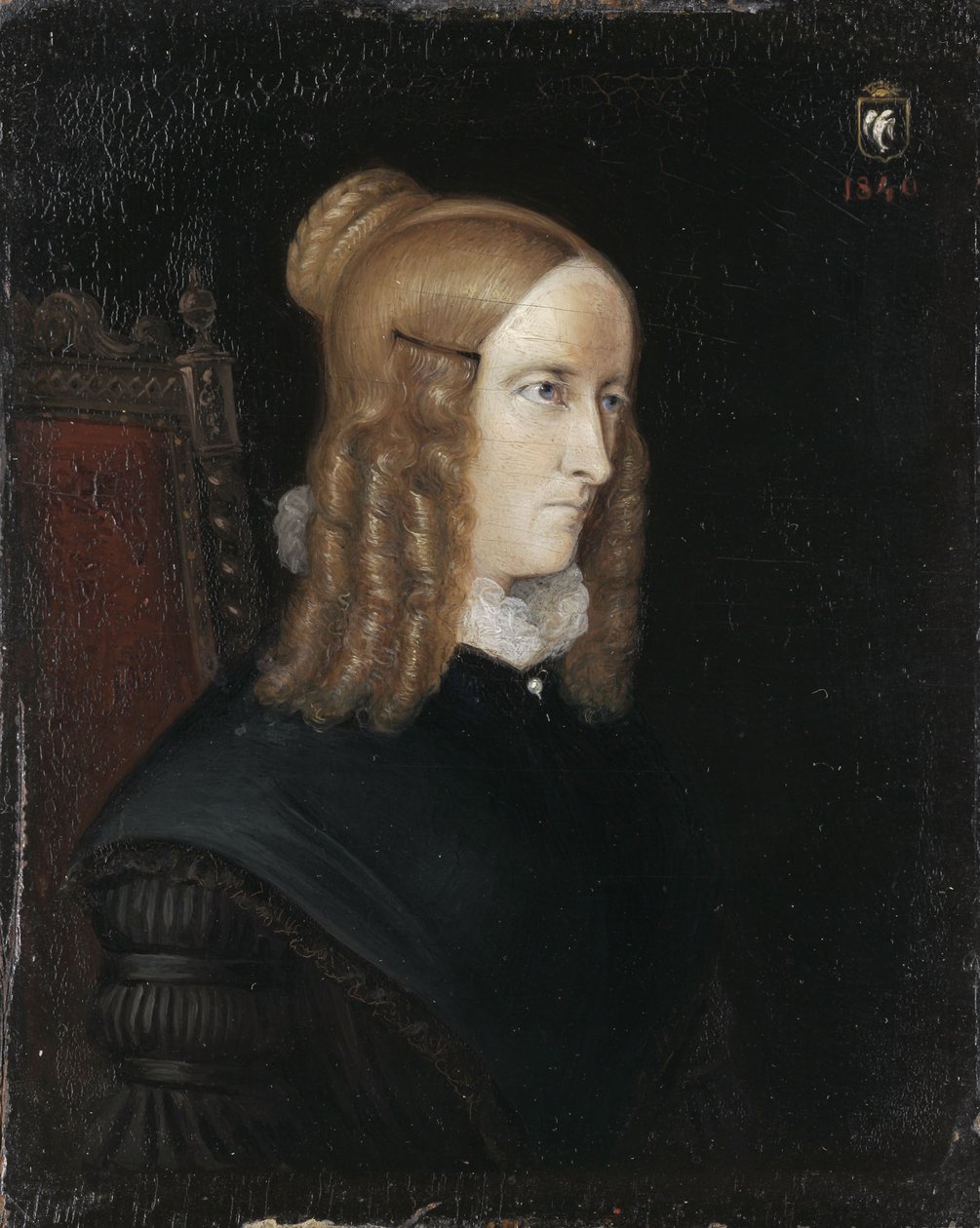 Portret van Annette von Droste-Hülshoff 1797-1848, 1840 door Johann Joseph Sprick