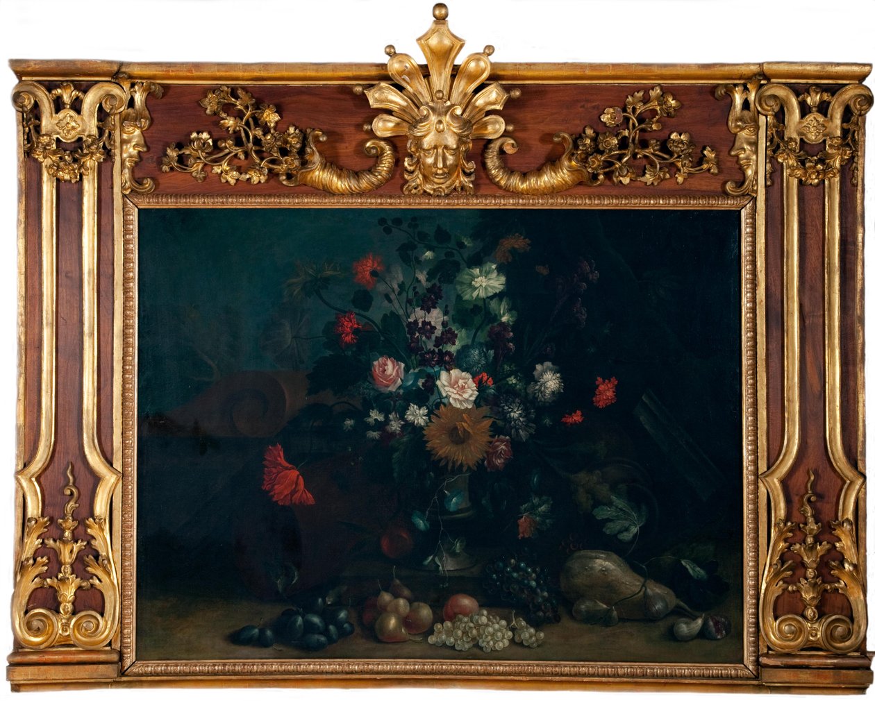 Bloemstilleven met zonnebloem en fleskalebas door Johann Kunstner