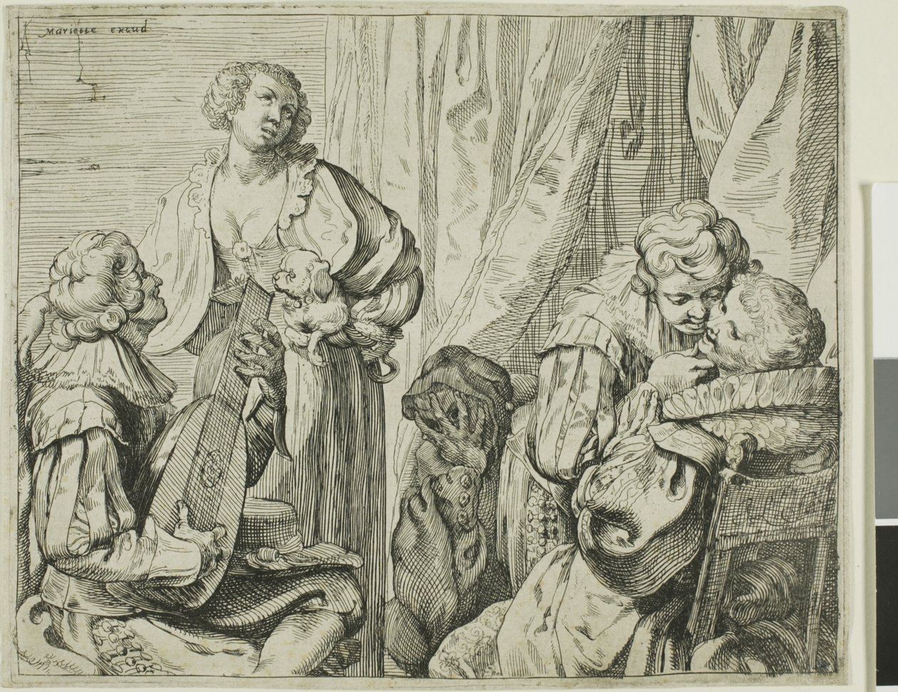 Interieur met Twee Paren Geliefden en een Dwaas door Johann Liss