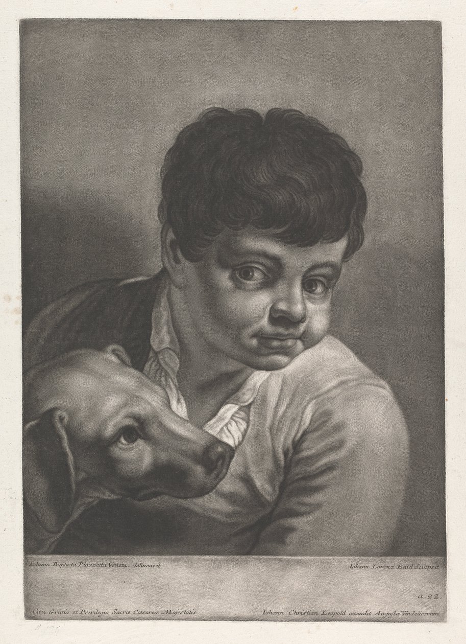 Portret van Jongen en Hond door Johann Lorenz Haid