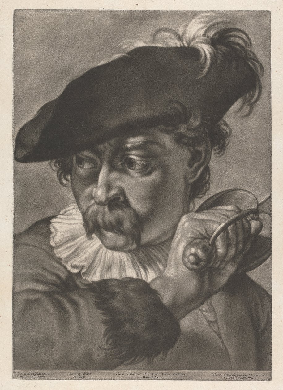 Portret van een man met een zwaard door Johann Lorenz Haid