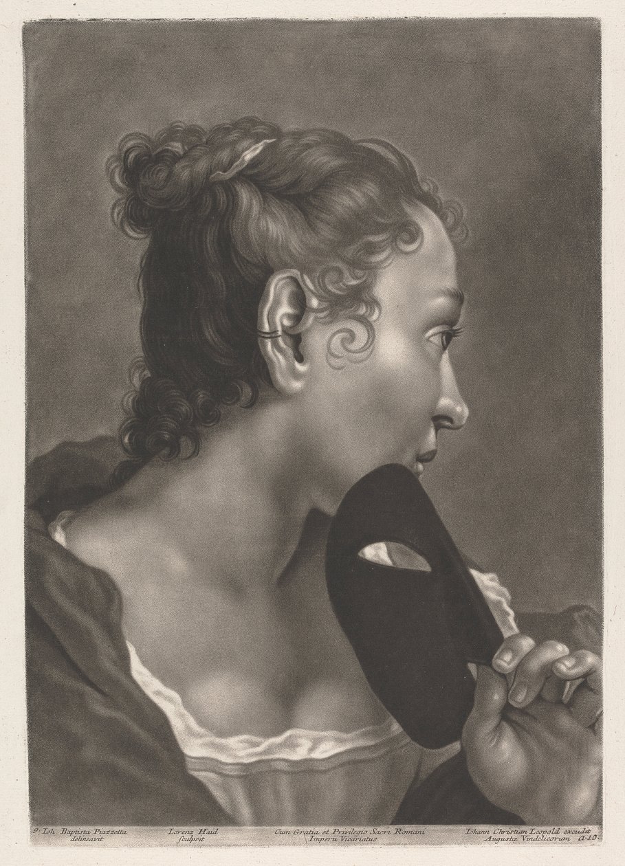 Portret van een Vrouw met Masker door Johann Lorenz Haid
