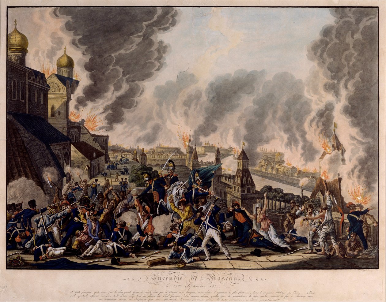De brand van Moskou op 15 september 1812. Het Grote Leger (Frankrijk) bestormt de Russische stad (Napoleontische oorlogen) door Johann Lorenz Rugendas