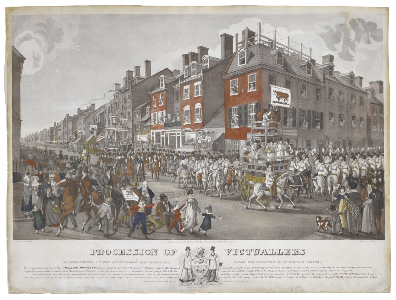 Processie van de voedselleveranciers van Philadelphia, op 15 maart 1821, ca. 1821-1822 door Johann Ludwig  Krimmel
