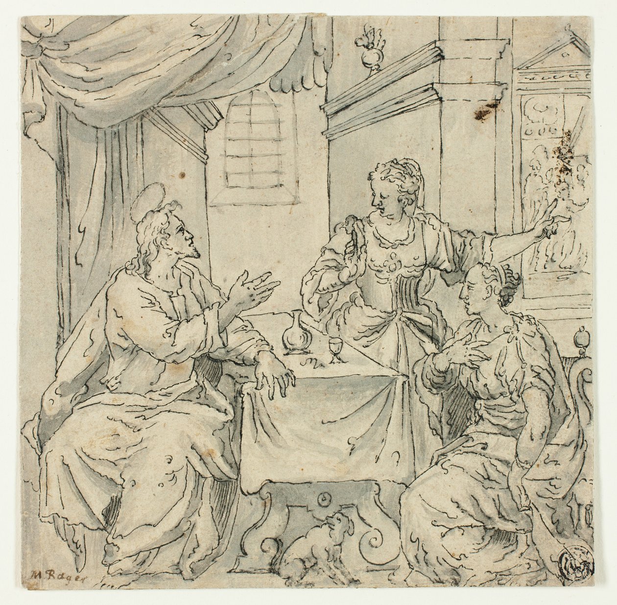Christus aan de Tafel van Maria en Martha door Johann Mathias Kager