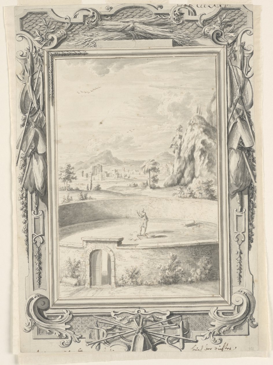 Studie voor Het Vlies van Gideon, Plaat 375, Physica Sacra door Johann Melchior Füssli