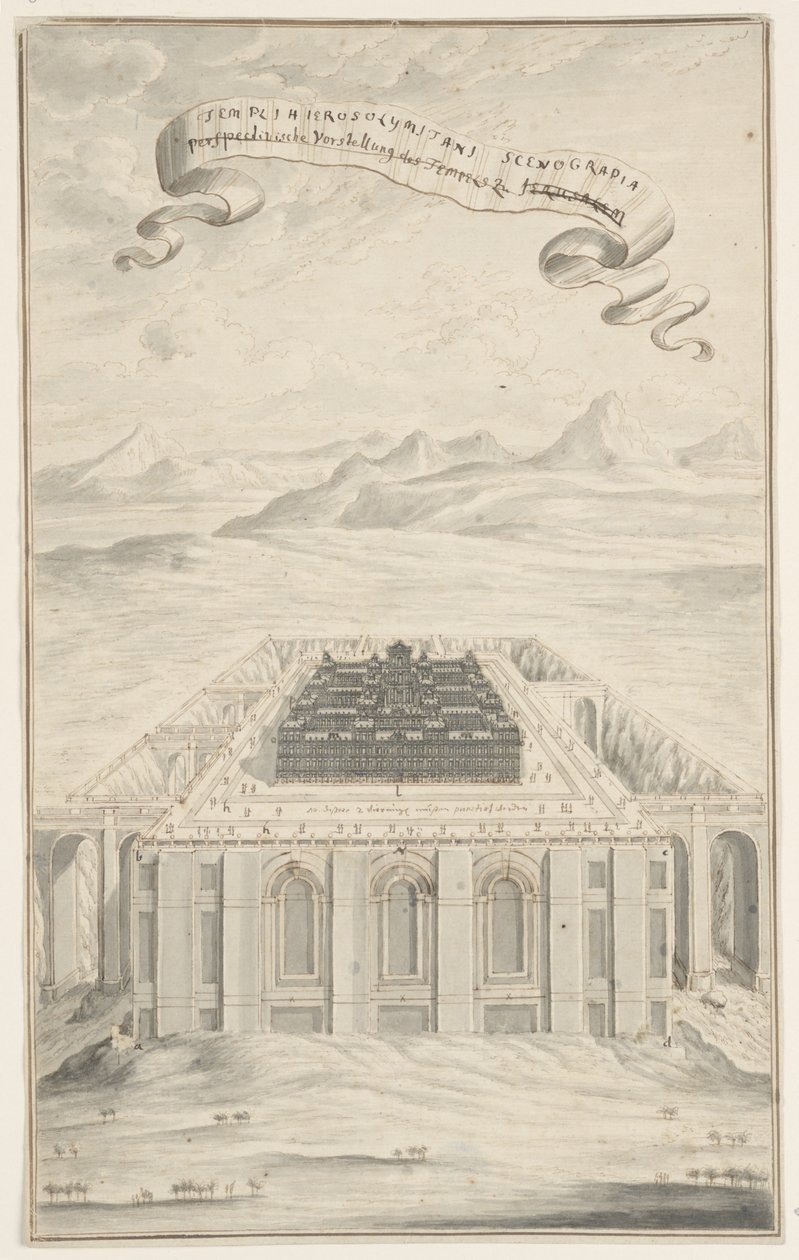 Studie voor de Tempel in Jeruzalem, Plaat 424, Physica Sacra door Johann Melchior Füssli