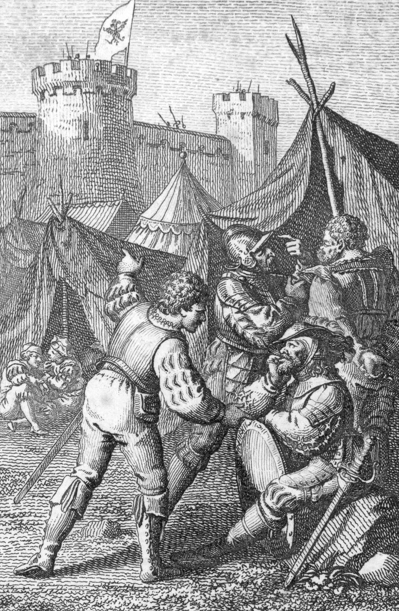 Confederatie van de VIII kantons (Zwitserland): Keizer Karel IV (1316-1375) belegerde de stad Zürich rond 1351 Gravure door Johann Michael Mettenleiter