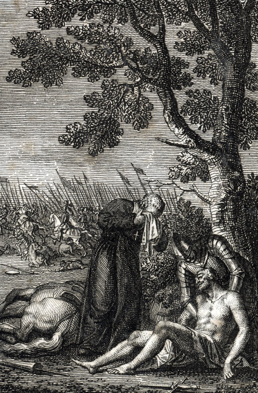 De dood van Adolf van Nassau in de Slag bij Göllheim op 2 juli door Johann Michael Mettenleiter