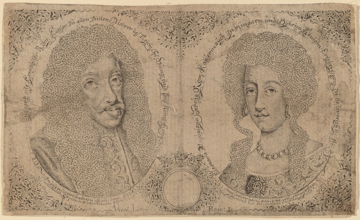 Leopold I en Eleonora van Oostenrijk door Johann Michael Puchler