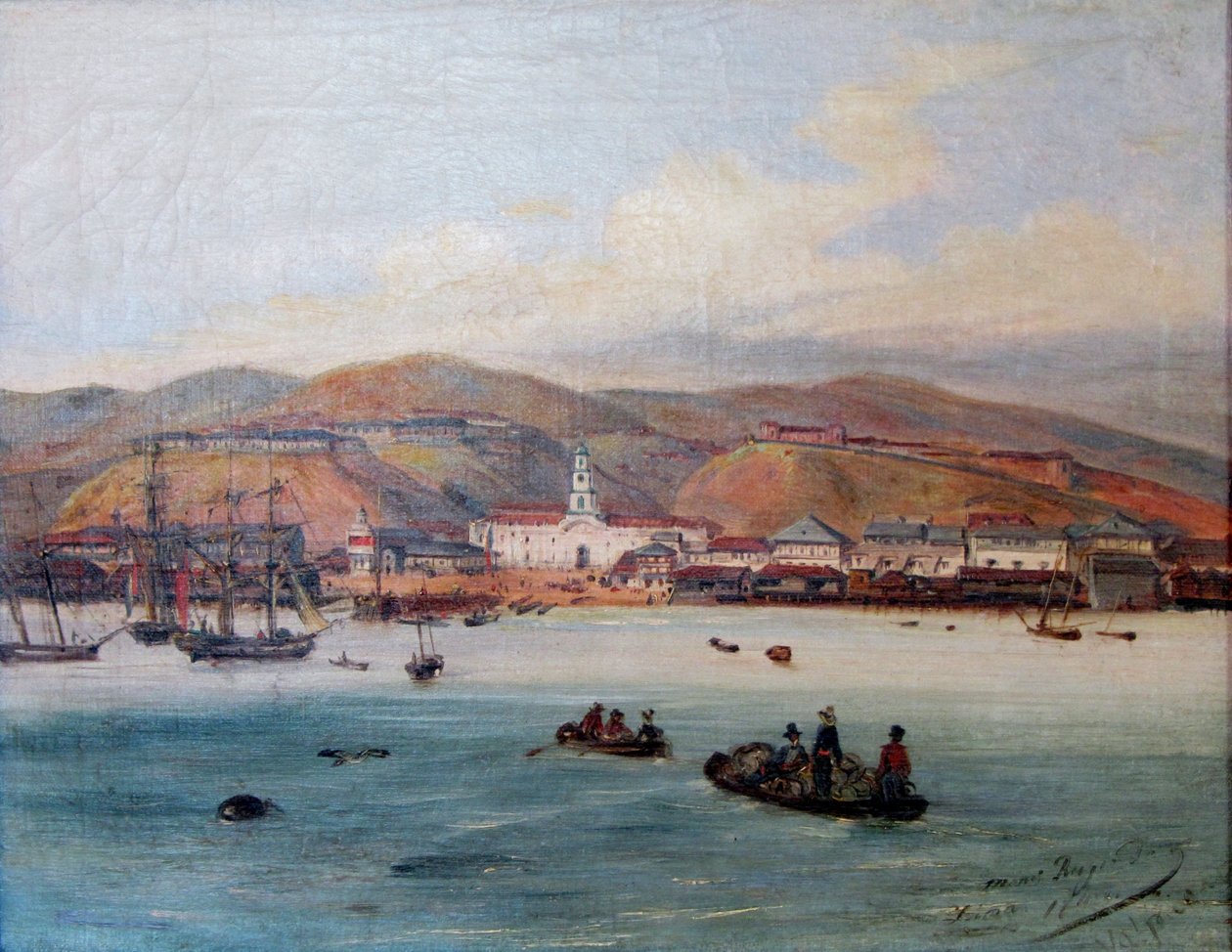 Spaans: El puerto de Valparaíso De haven van Valparaíso door Johann Moritz Rugendas