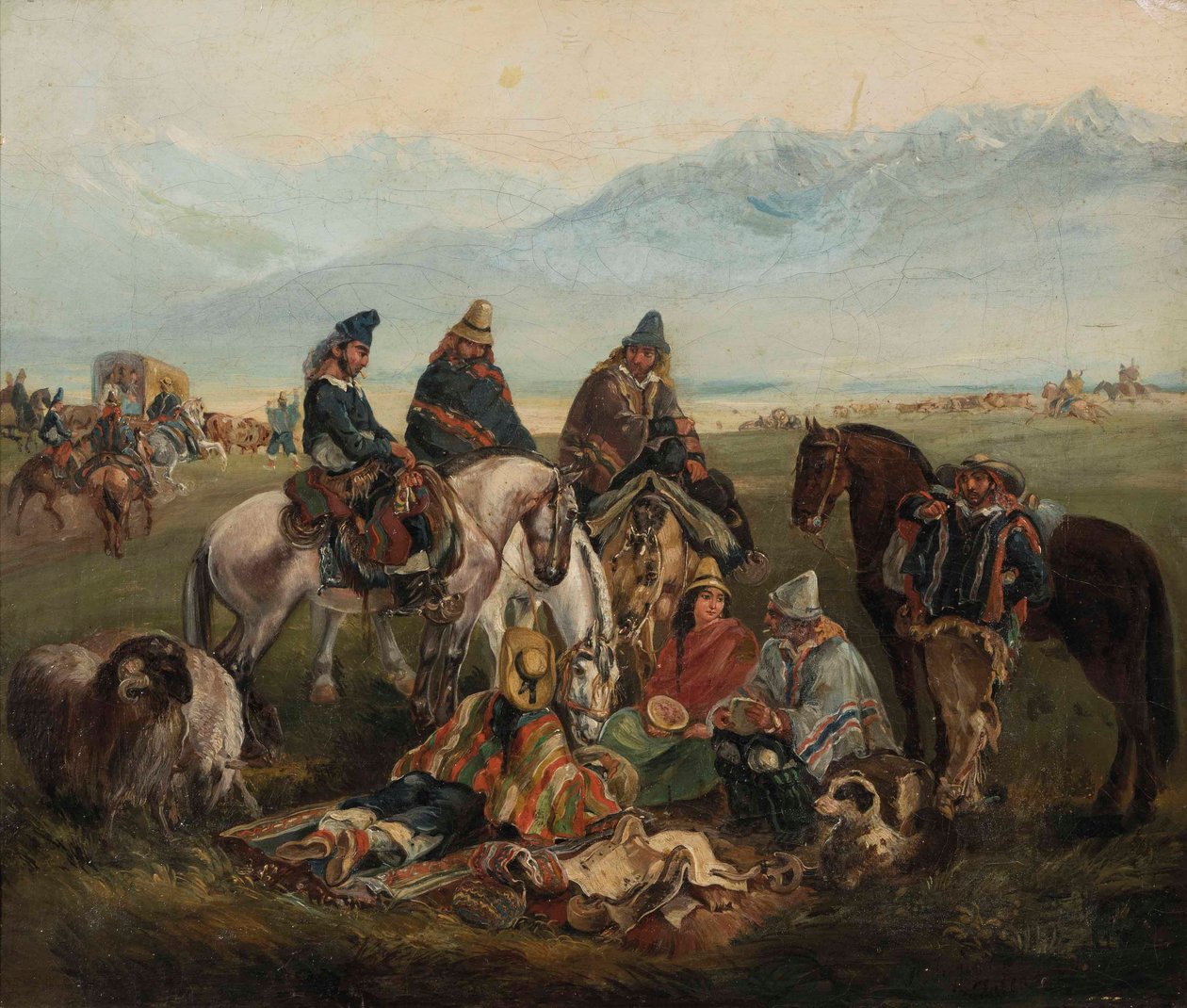 Spaans: Huasos maulinos Huasos uit de Maule-regio door Johann Moritz Rugendas