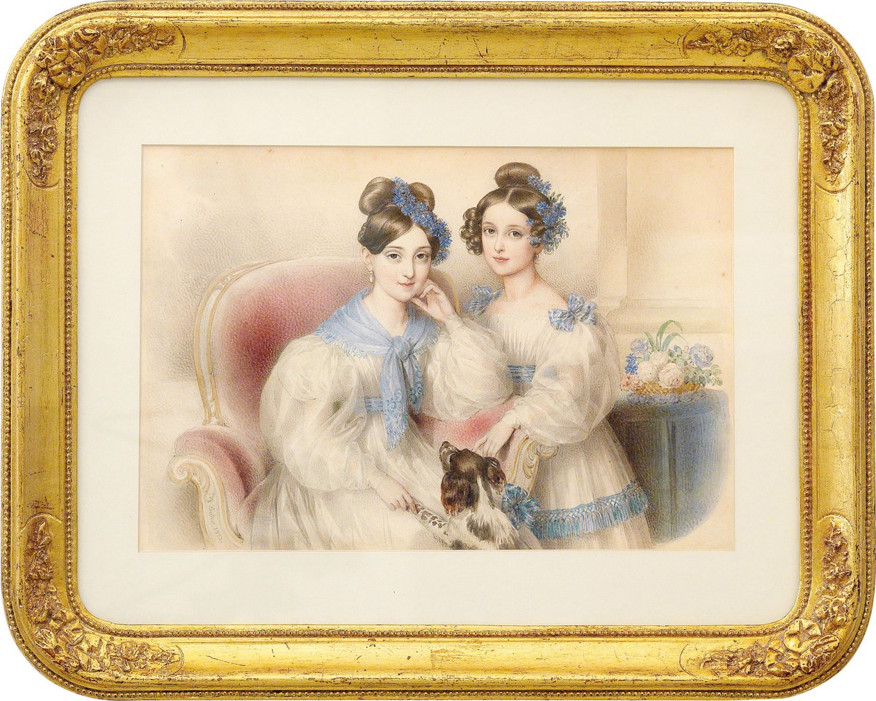 Dubbelportret van de Aartshertoginnen Maria Theresa 1816-1867 en Maria Karoline 1825-1915, 1832 door Johann Nepomuk Ender