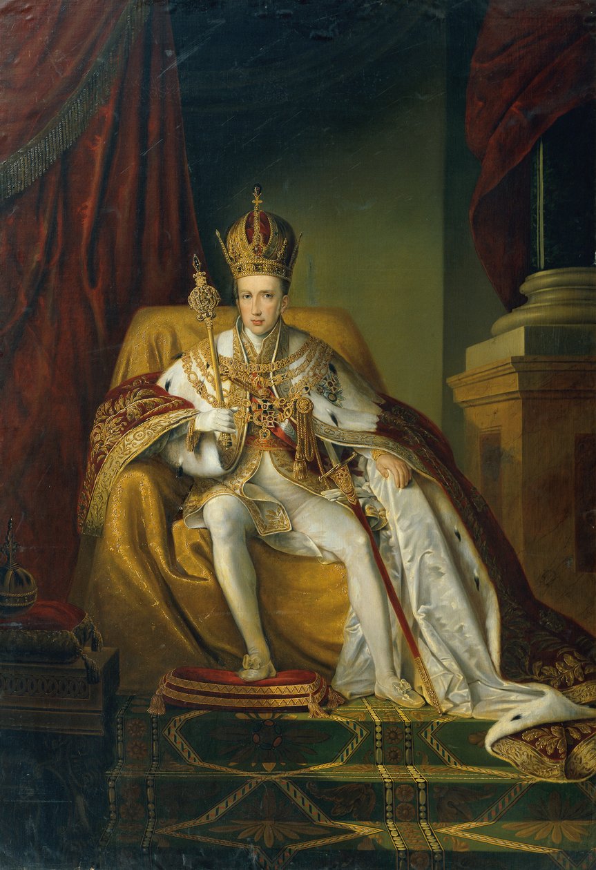 Keizer Ferdinand I in kroningsornament door Johann Nepomuk Ender