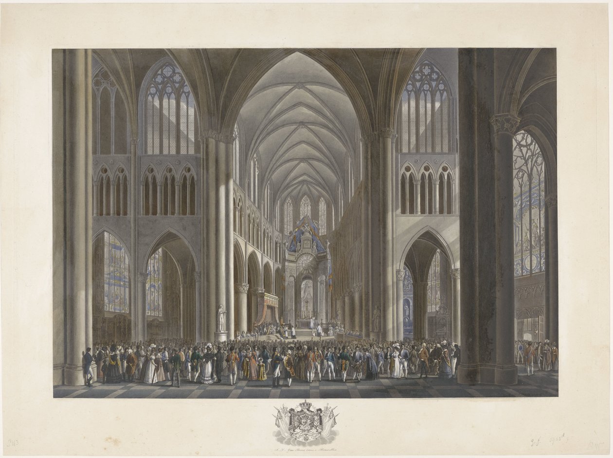 Inzegening van koning Willem I in de Sint-Goedelekerk te Brussel op 21 september 1815 door Johann Nepomuk Gibèle (possibly)