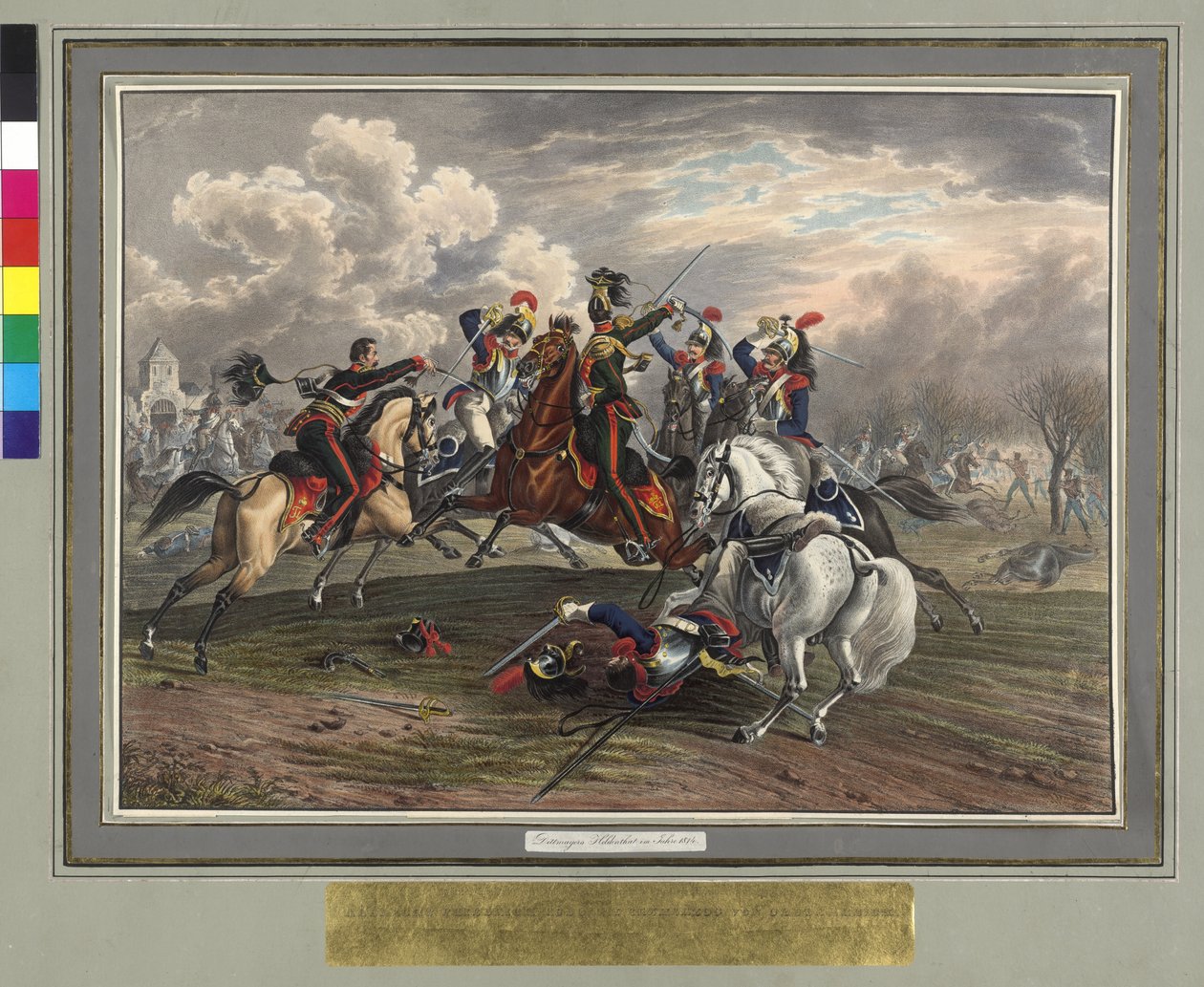 Frederic Dittmayer redding op 17 februari 1814 in Villeneuve kolonel sergeant baron van Trach uit de gevangenschap Franse kurassiers door Johann Nepomuk Hoechle