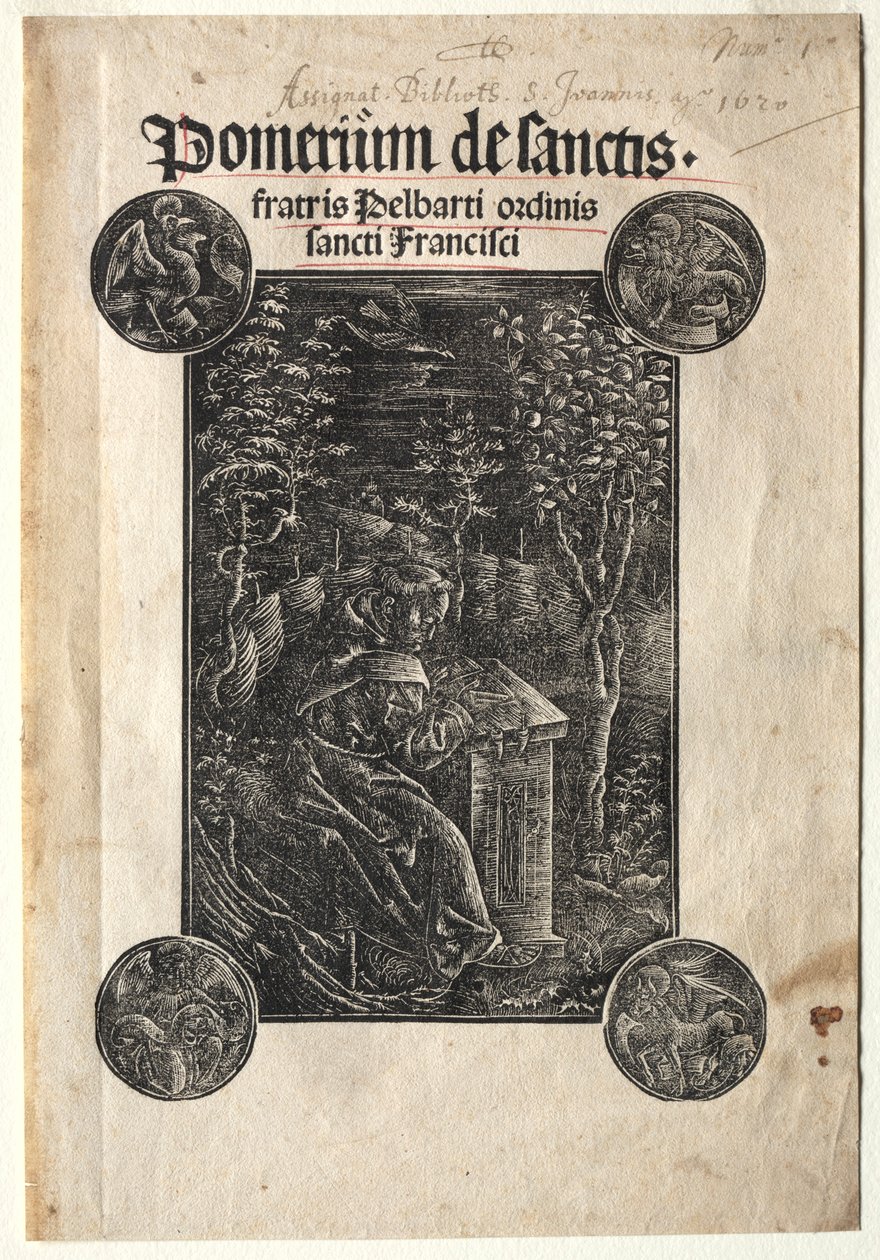 Pelbart van Temesvar studeert in een tuin, 1620 door Johann Otmar