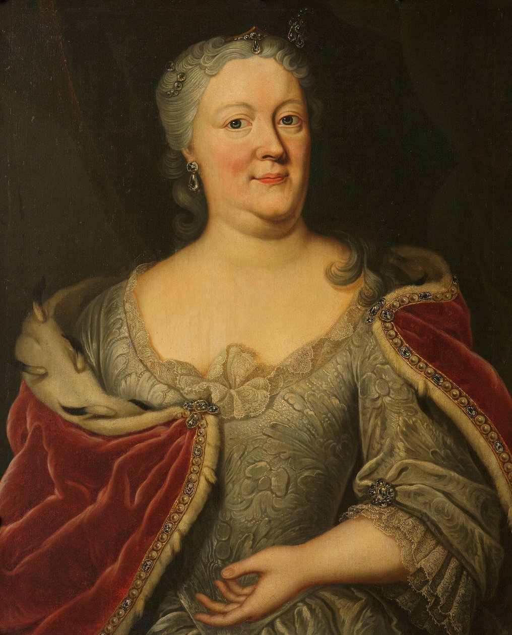 Portret van Maria Louisa van Hessen-Kassel, genaamd Maaike-Meu. Weduwe van de stadhouder van Friesland John Willem Friso, Prins van Oranje-Nassau door Johann Philipp Behr