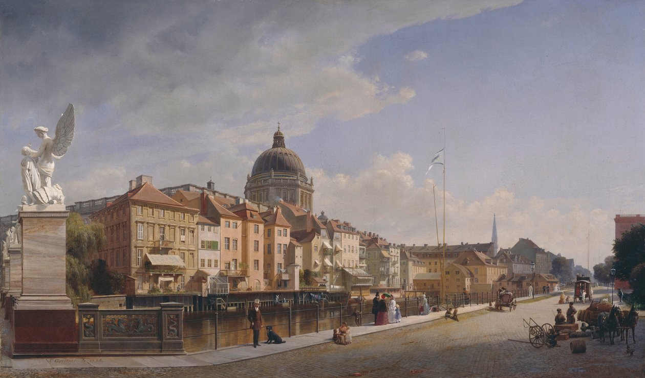 Achteraanzicht van de Huizen bij Schloßfreiheit, 1855 door Johann Philipp Eduard Gaertner