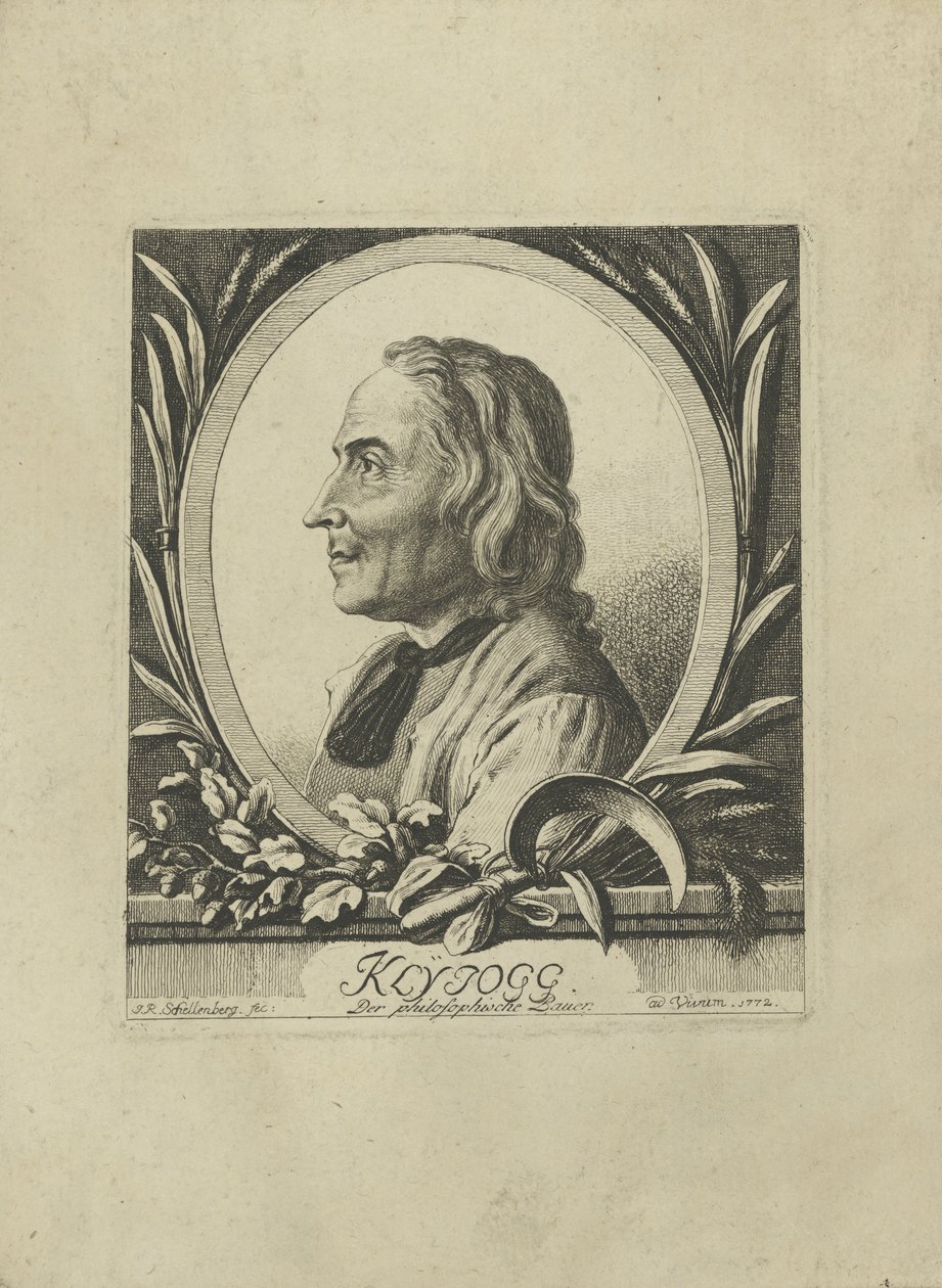 Portret van Jakob Kleinjogg Gujer 1718-1785, 1772 door Johann Rudolf Schellenberg