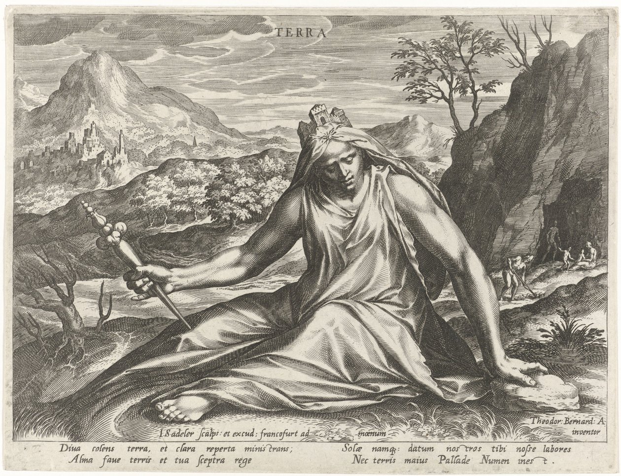 Aarde gepersonifieerd door de godin Cybele door Johann Sadeler (I)