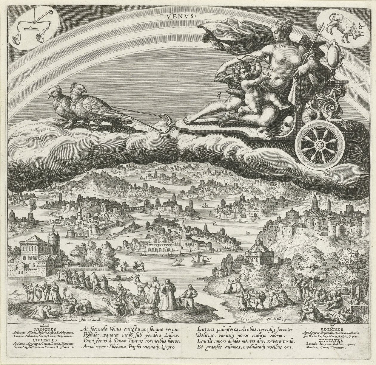 De planeet Venus en zijn invloed op de wereld door Johann Sadeler (I)