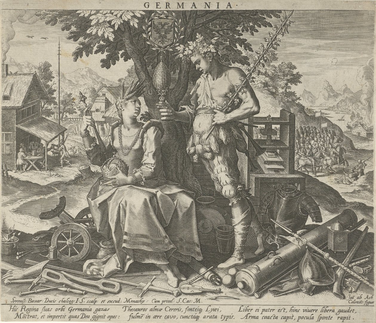 Duitsland met Ceres en Bacchus door Johann Sadeler (I)