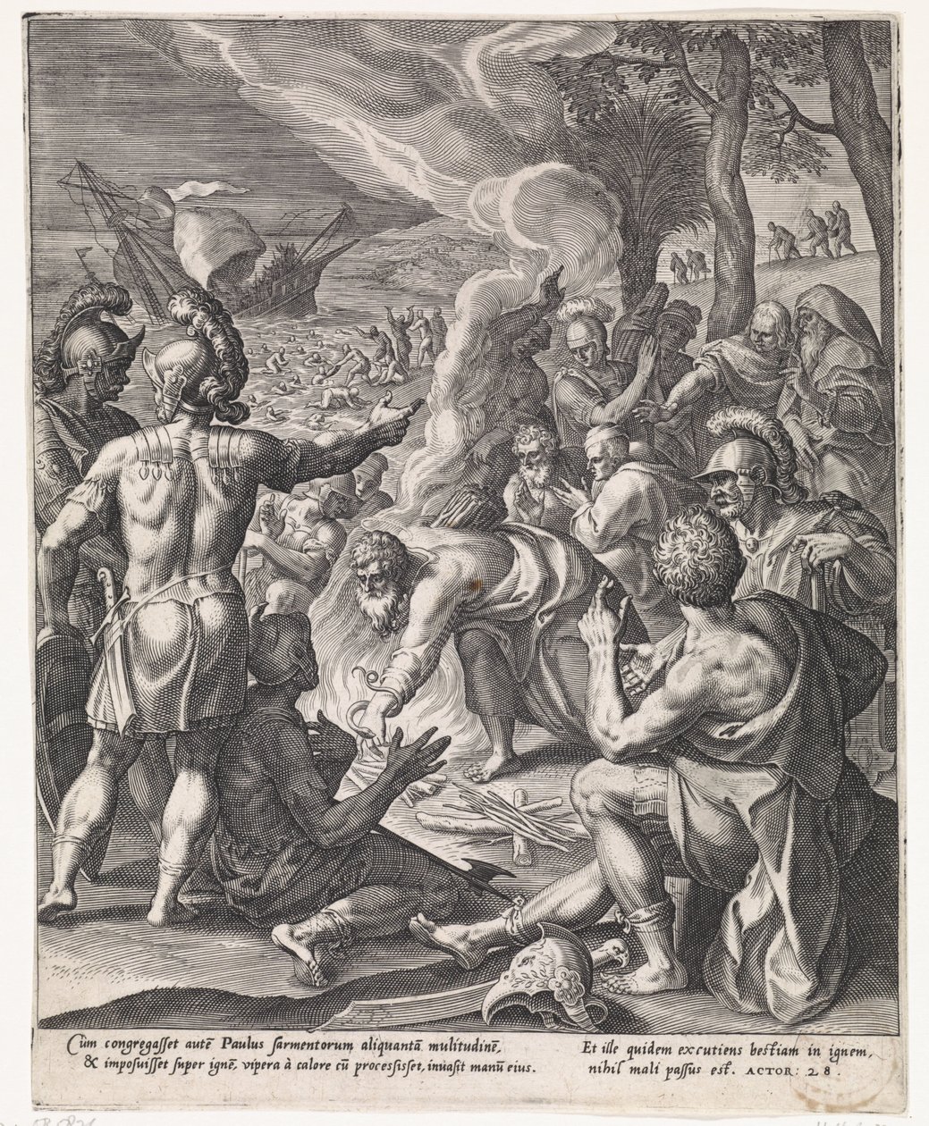Paulus op Malta door Johann Sadeler (I)
