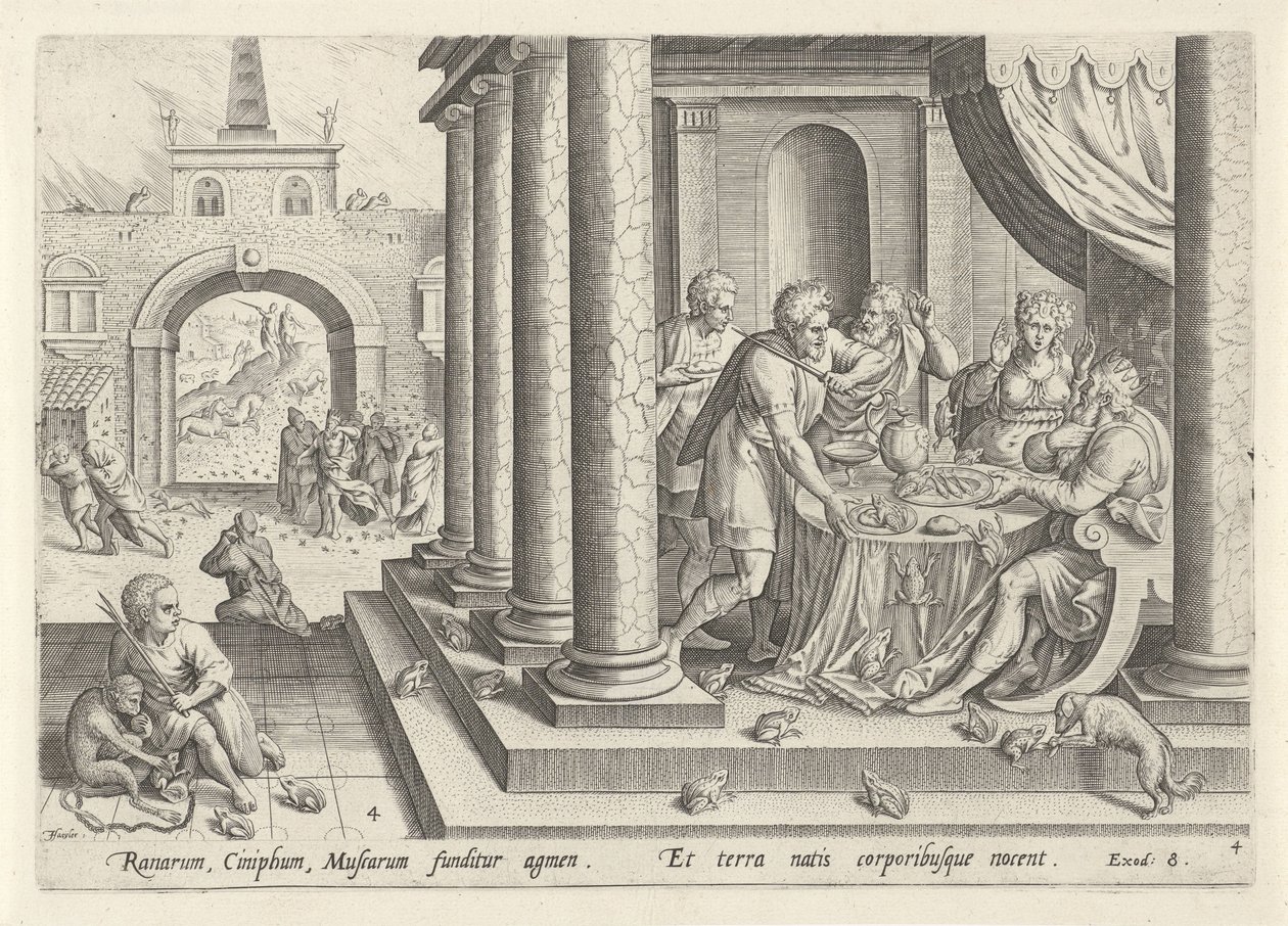 Plaag van de kikkers en van de muggen door Johann Sadeler (I)