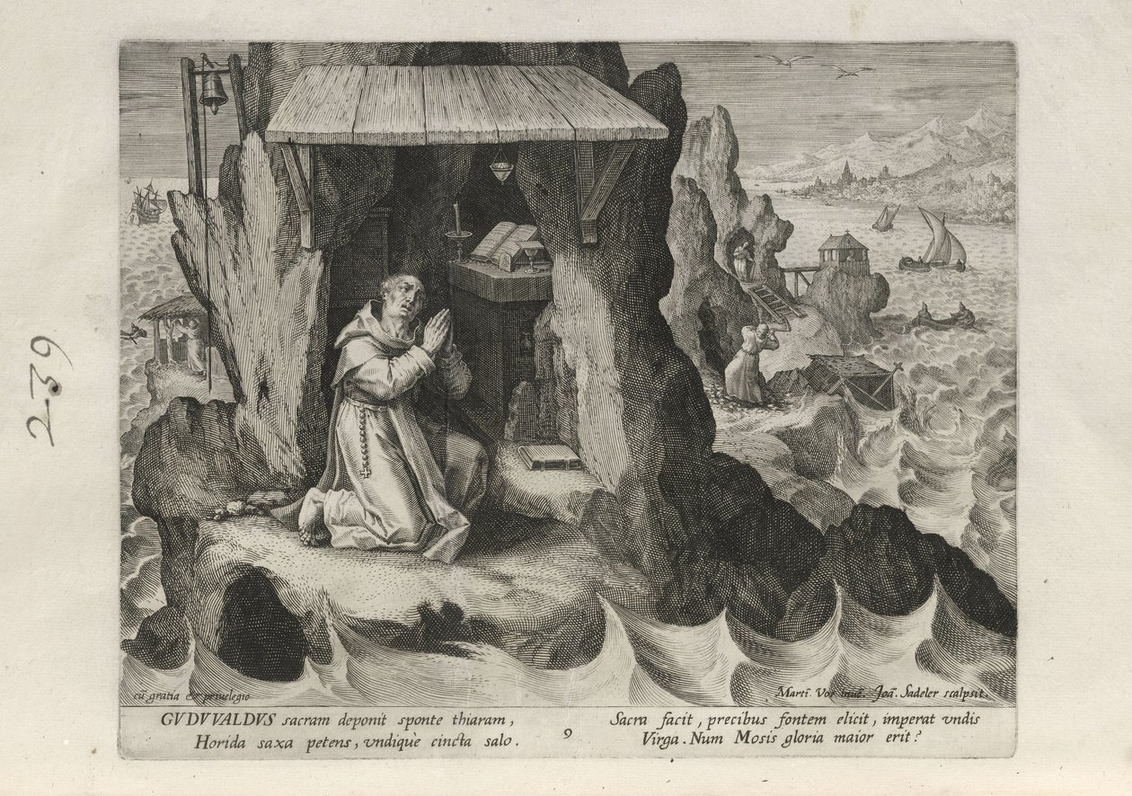 Gudwaldus, pl. 9 van 25 uit de serie Trophaeum Vitae Solitariae (Mannelijke kluizenaars) door Johann Sadeler I