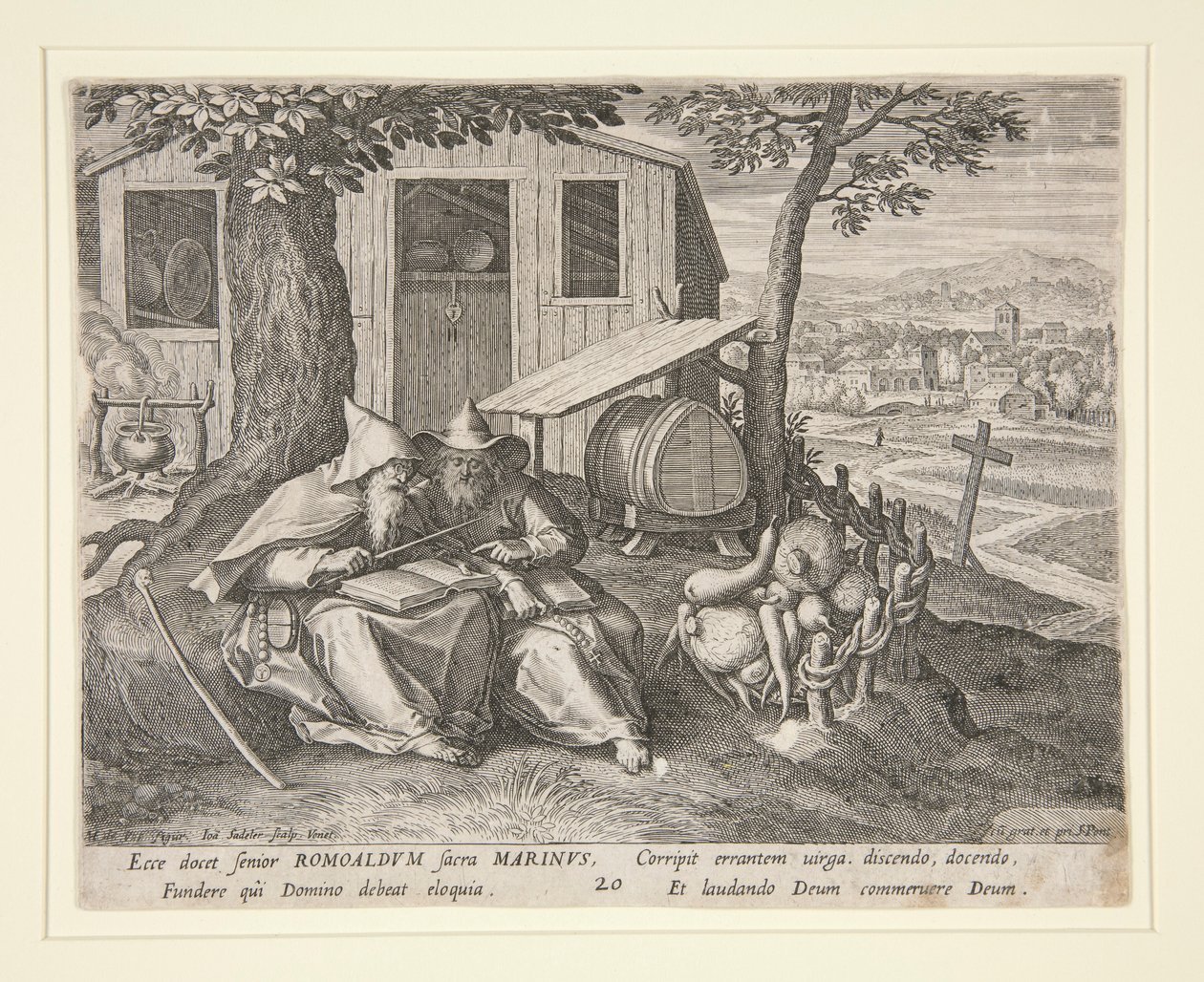 Heiligen Romualdus en Marinus (uit Oraculum Anachoreticum, 20) door Johann Sadeler I