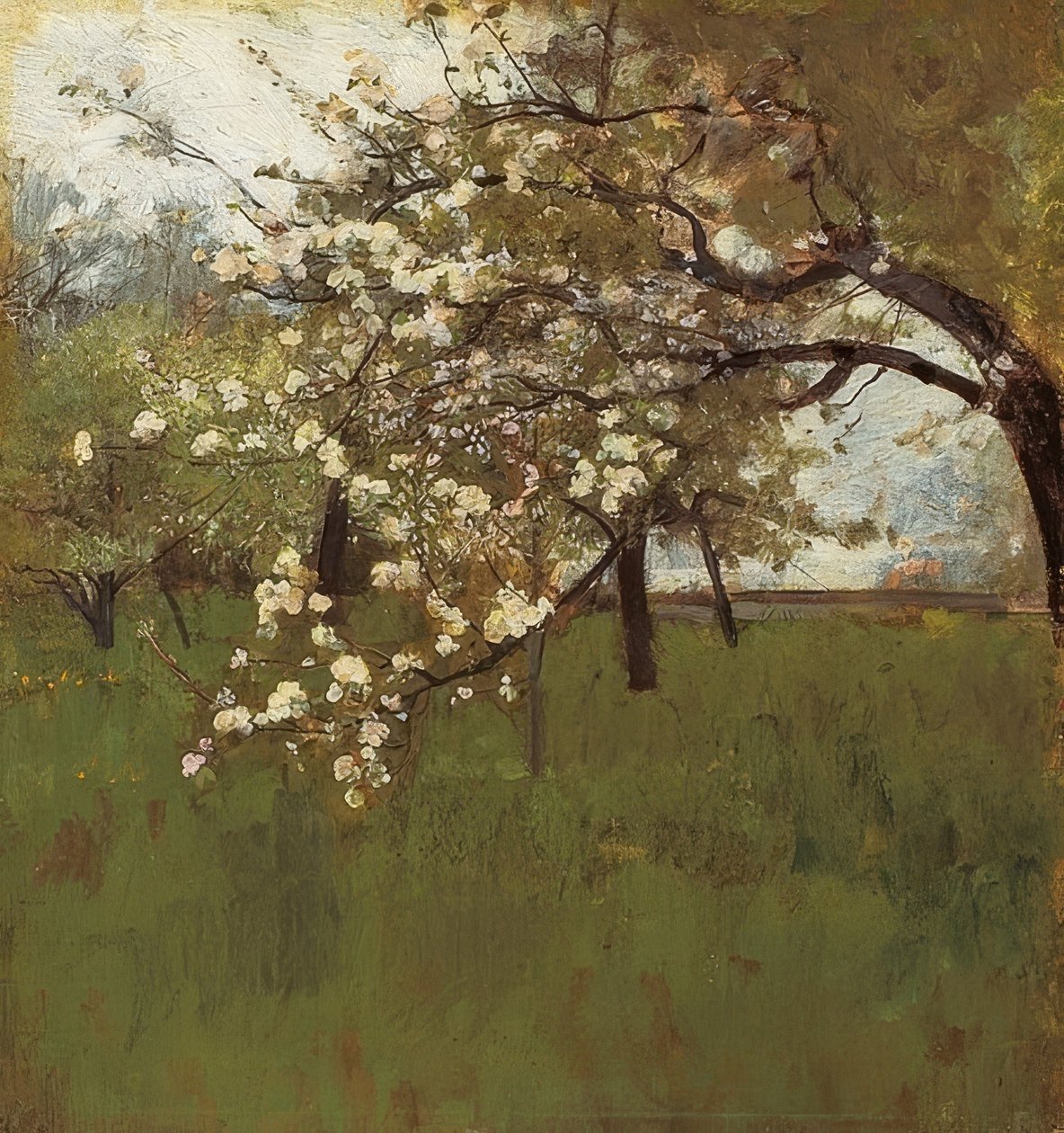 Bloeiende appelboom door Johann Sperl