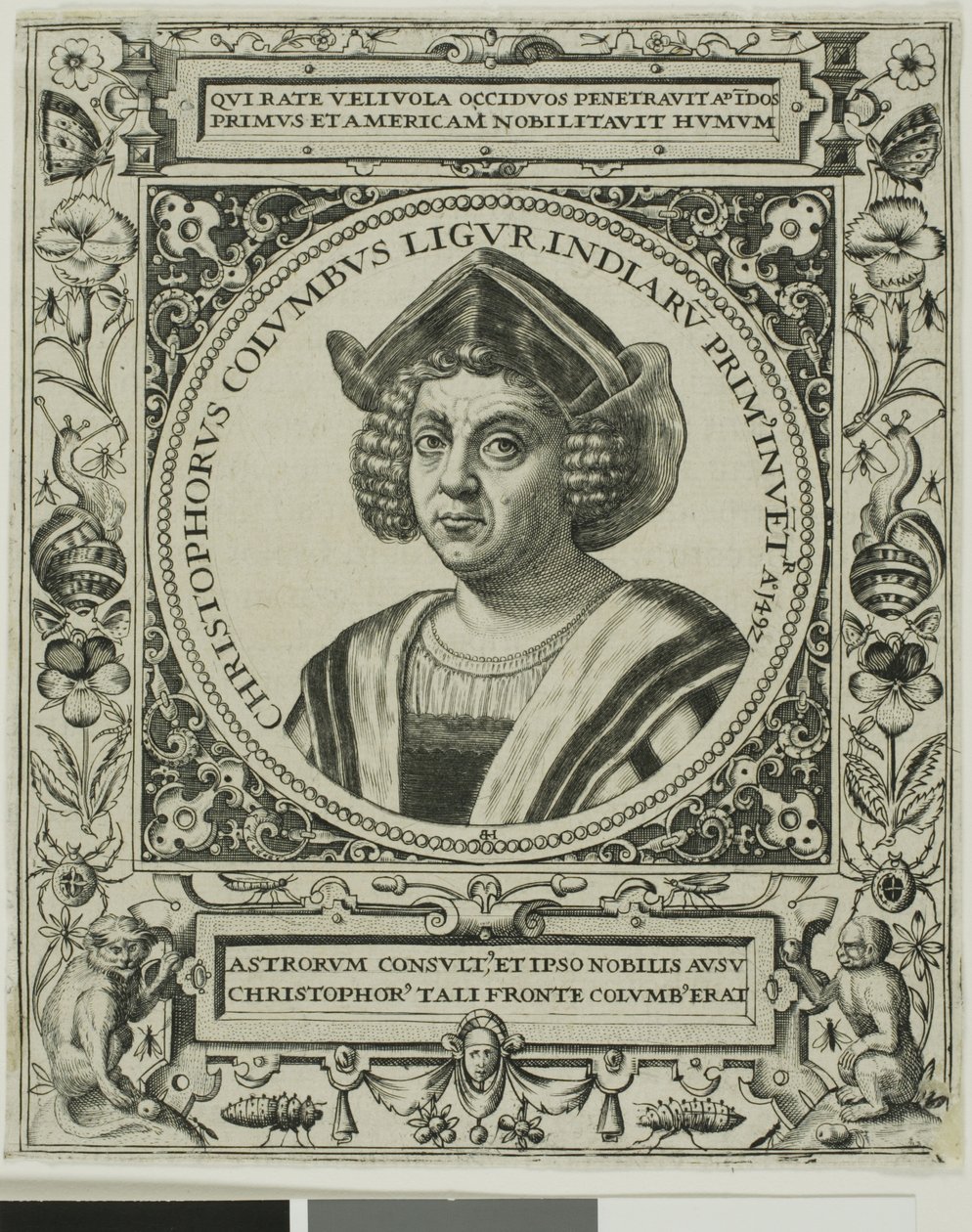 Christoffel Columbus, frontispice uit deel 5 van Theodor de Bry