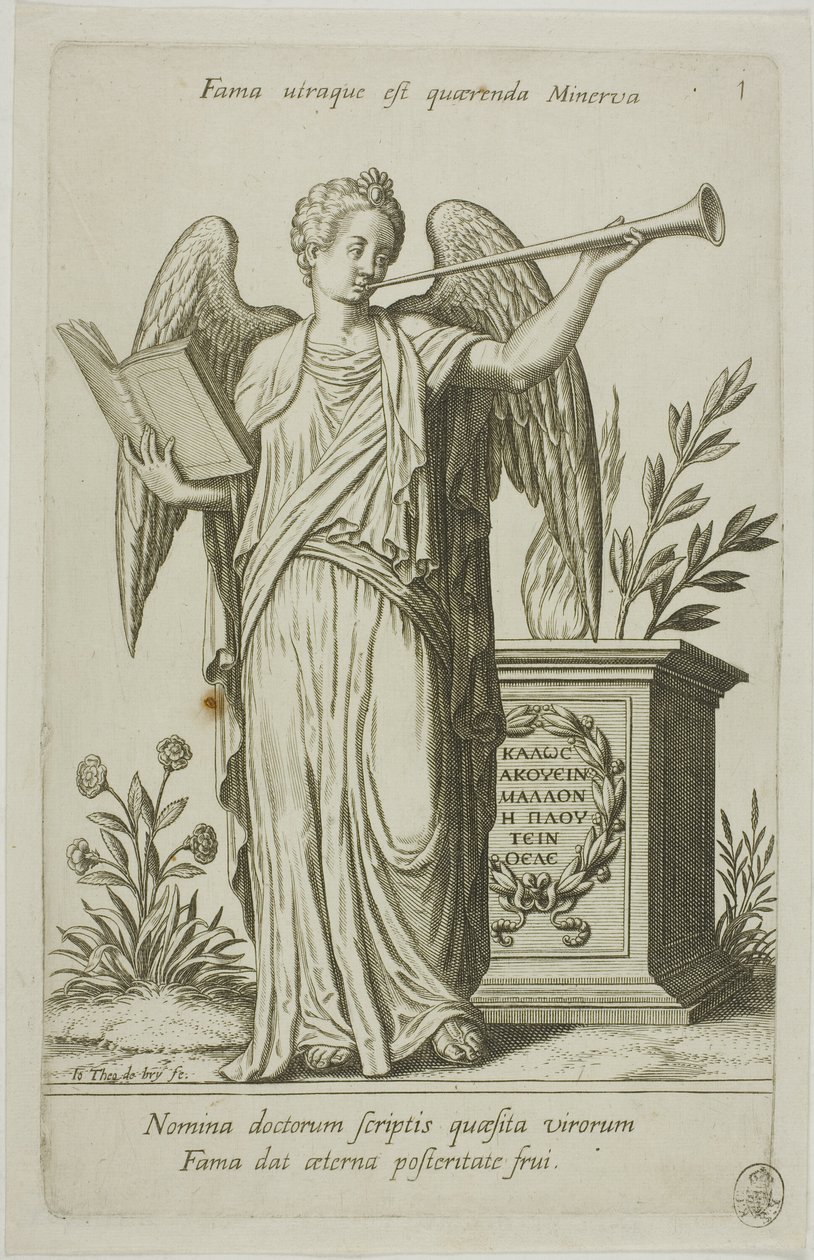 Roem, plaat 1 uit Parnassus Biceps door Johann Theodor de Bry