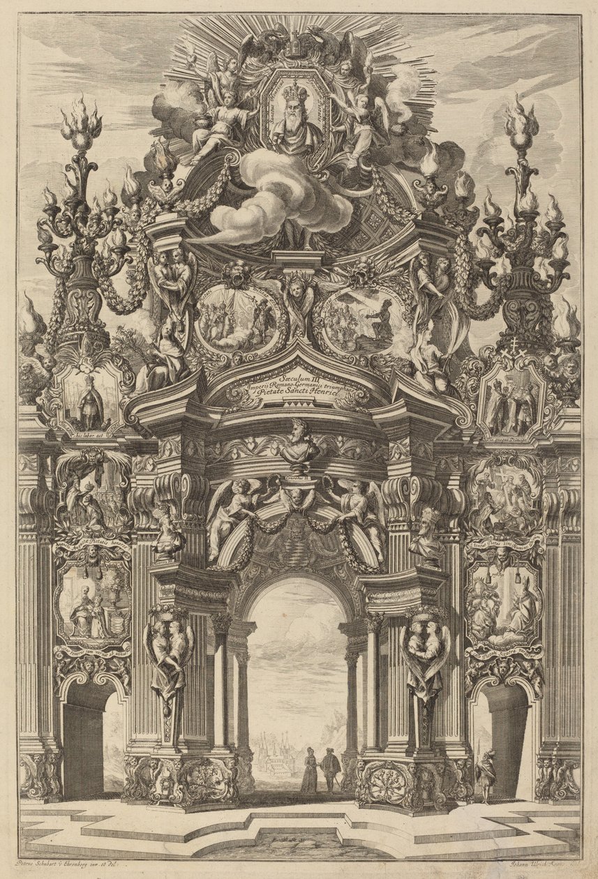 Triomfboog voor Hendrik II door Johann Ulrich Kraus, after Peter Schubert von Ehrenberg