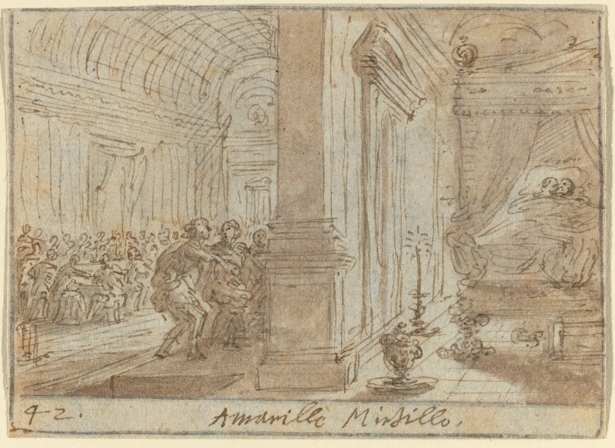 Amarilli en Mirtillo, 1640 door Johann Wilhelm Baur