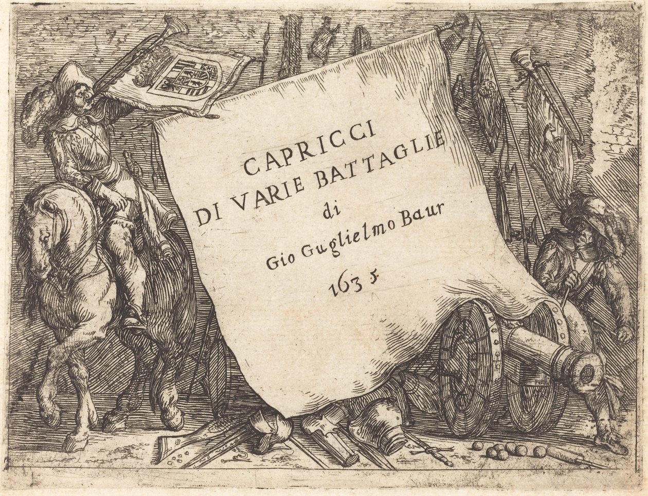 Capricci di varie battaglie (Titelpagina) door Johann Wilhelm Baur