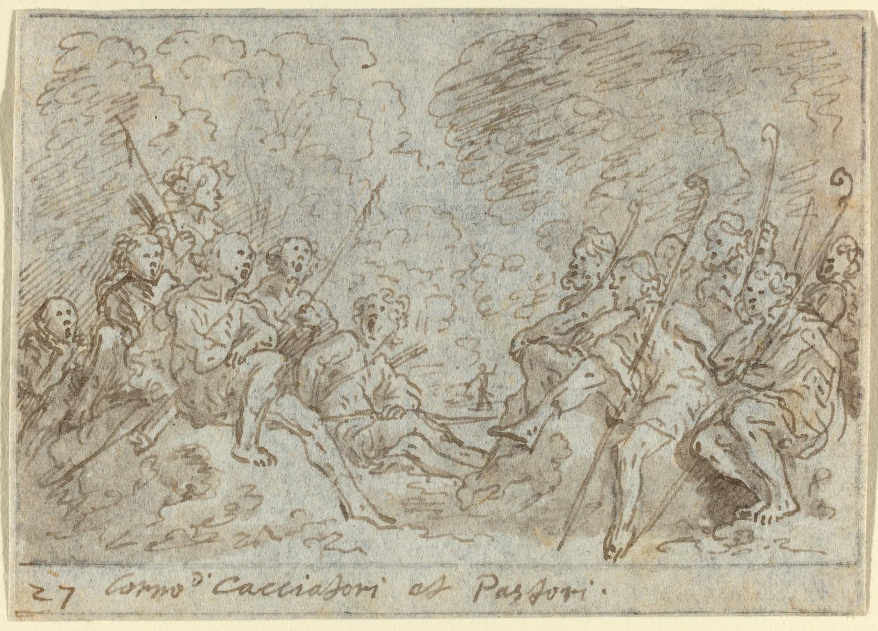 Koor van Jagers en Herders door Johann Wilhelm Baur