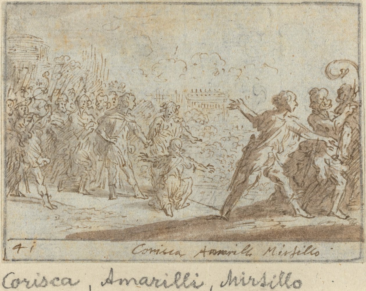 Corisca, Amarilli en Mirtillo, 1640 door Johann Wilhelm Baur