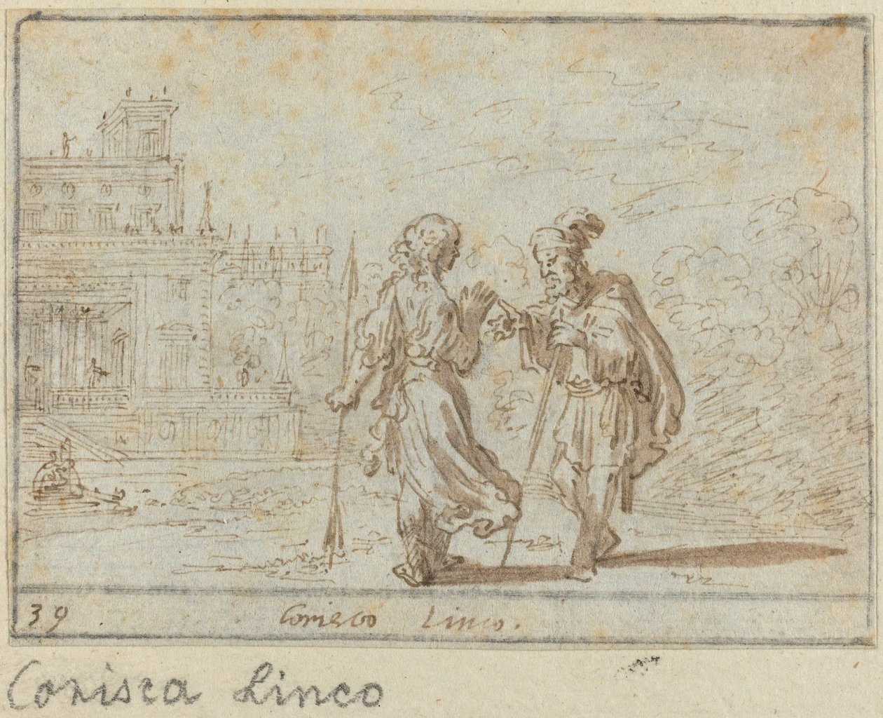 Corisca en Linco door Johann Wilhelm Baur