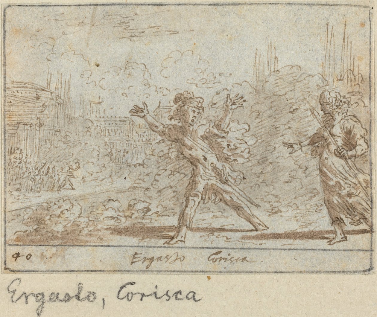 Ergasto en Corisca door Johann Wilhelm Baur