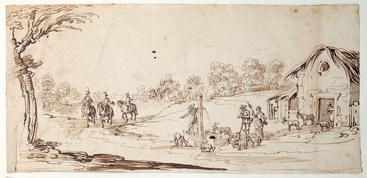 Plattelandsscène door Johann Wilhelm Baur