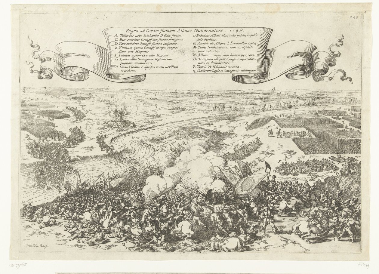 Veldslag aan de rivier de Gete, 1568 door Johann Wilhelm Baur
