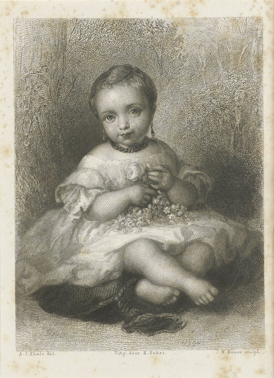 Portret van een onbekend meisje door Johann Wilhelm Kaiser (I)