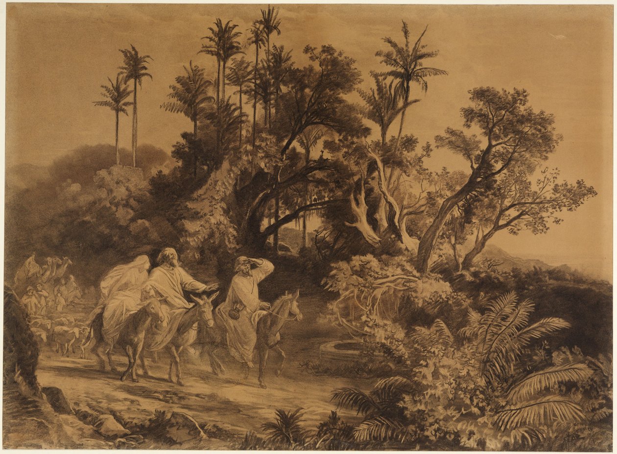 Abrahams intocht in het Beloofde Land (Genesis 12:5 e.v.) door Johann Wilhelm Schirmer