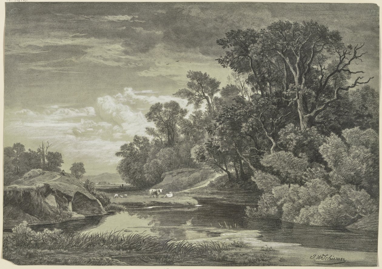 Aan de Arly bij Karlsruhe door Johann Wilhelm Schirmer