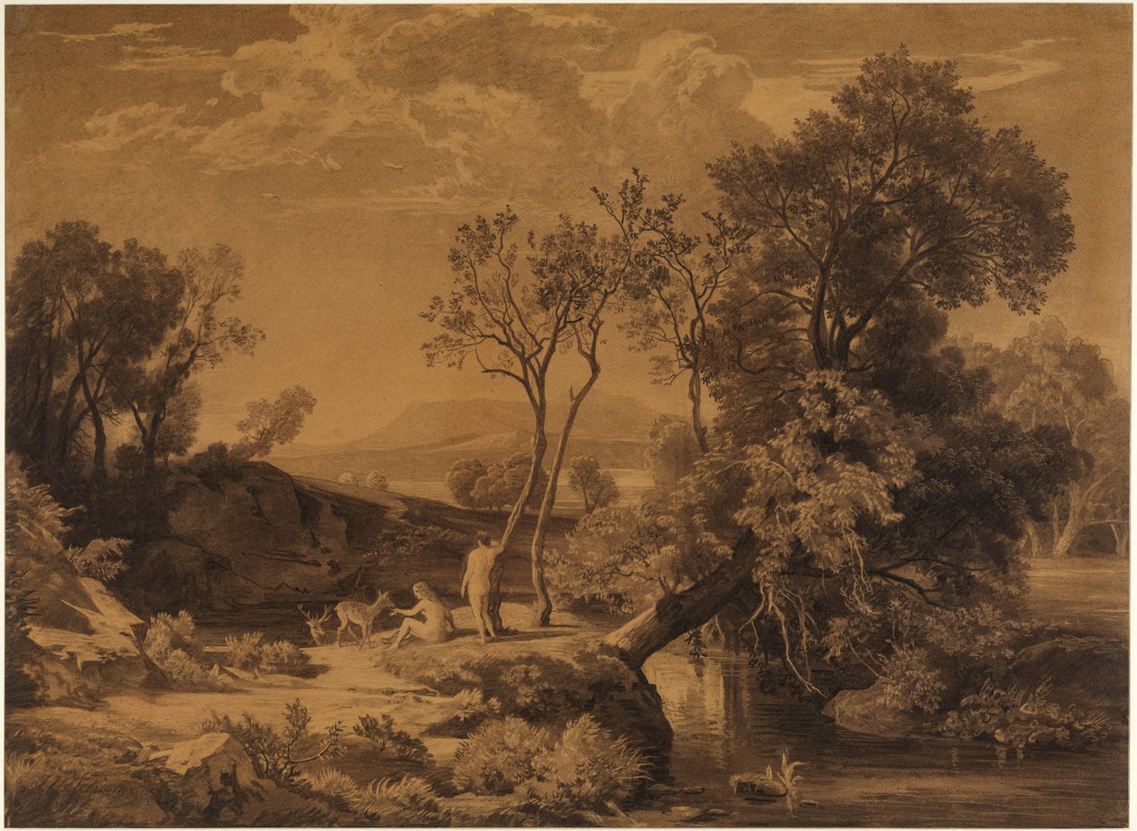 Het paradijs als een lentemorgen (In het paradijs I) door Johann Wilhelm Schirmer