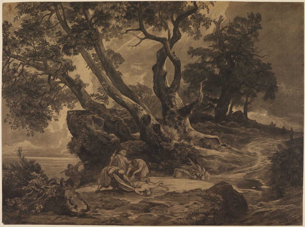 De overval op de wandelaar door Johann Wilhelm Schirmer