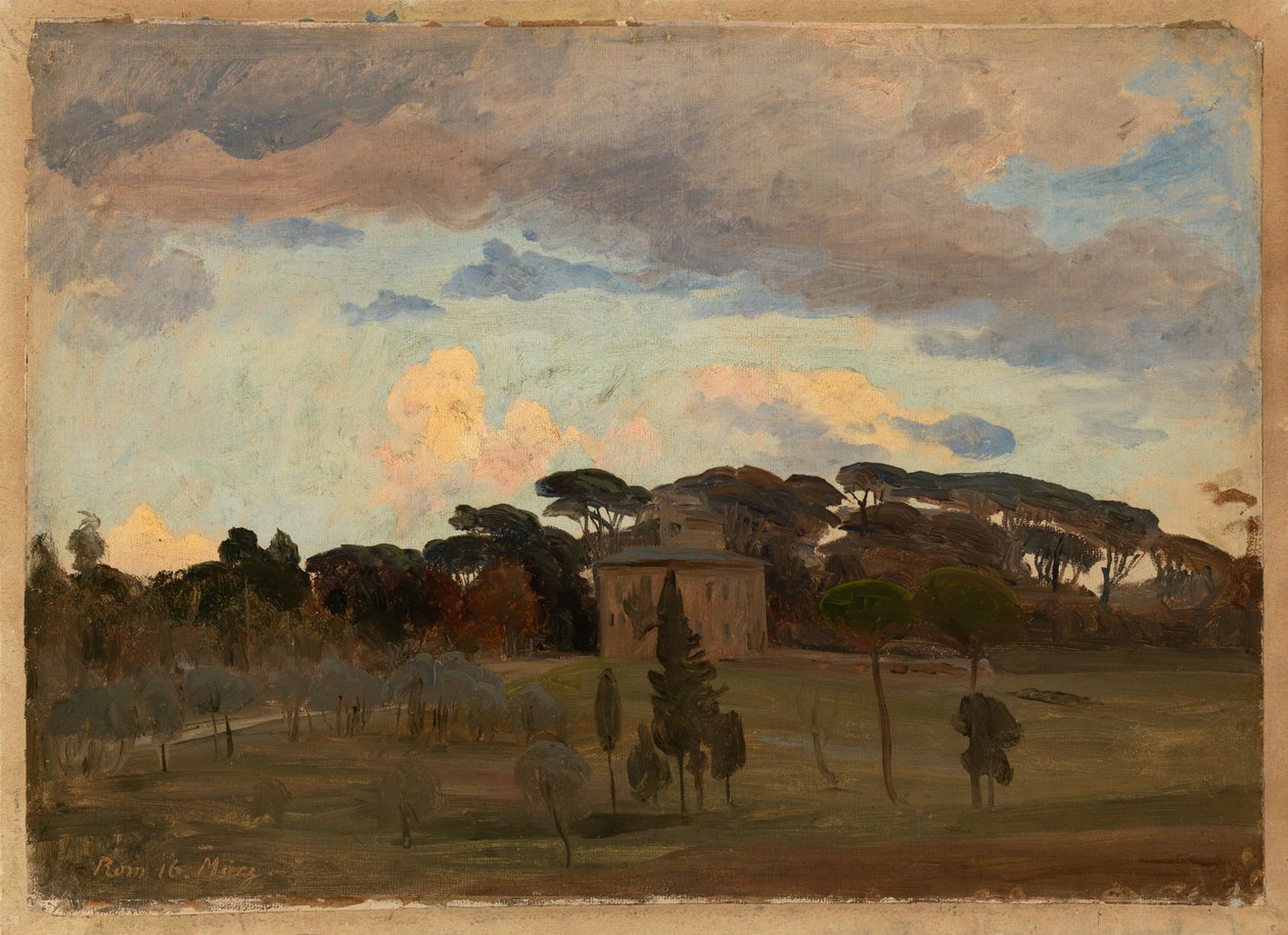 De „Casina di Raffaello” in het park van de Villa Borghese door Johann Wilhelm Schirmer